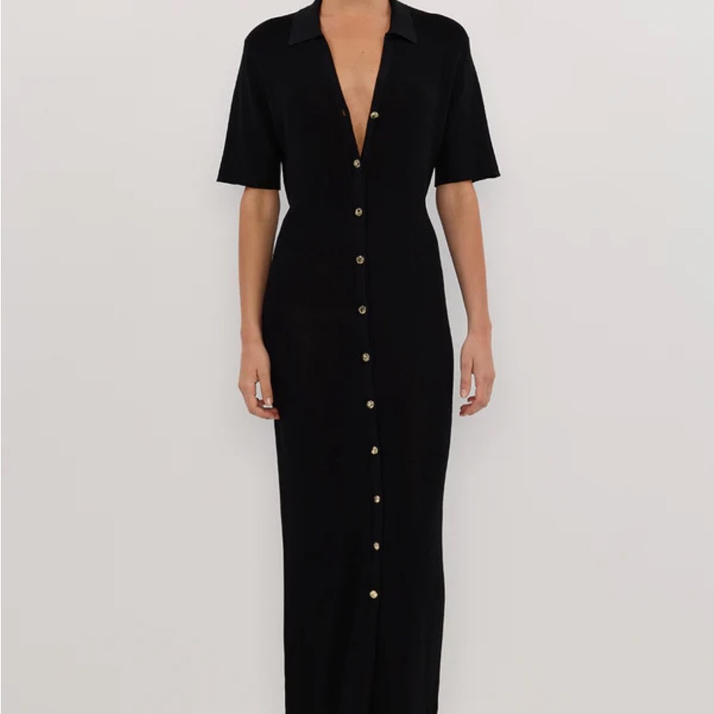 Elegant Black Button-Down Dress